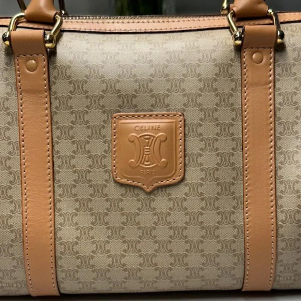 Celine Macadam Boston Bag Cream and Tan NWOT! + COA - Picture 2 of 16